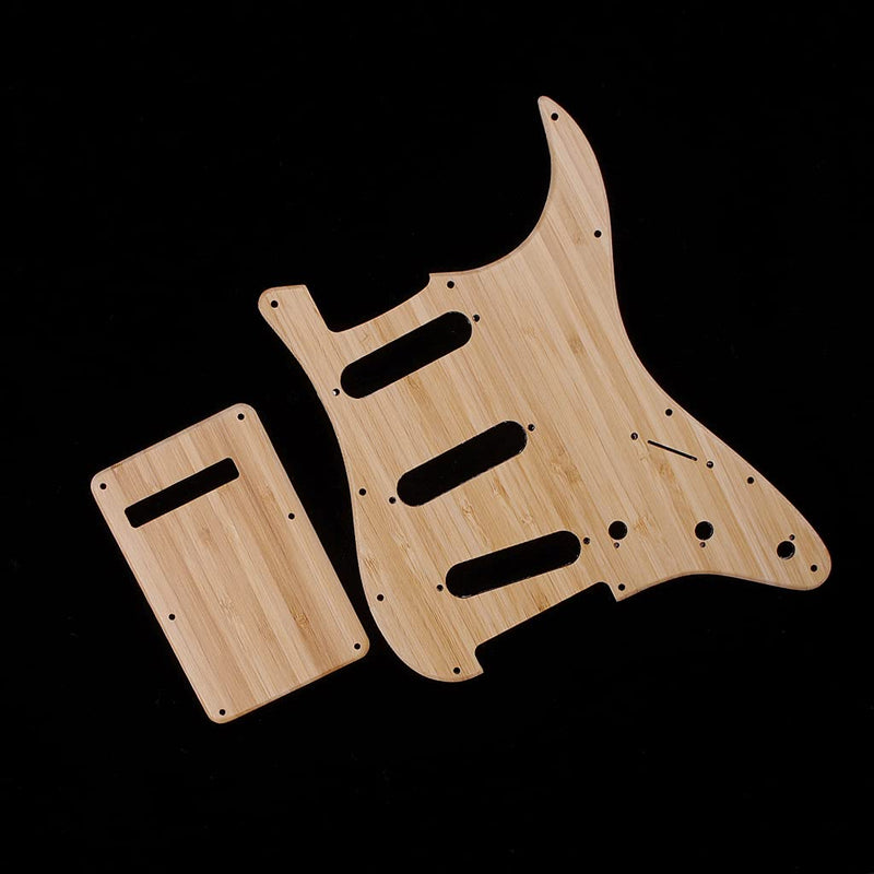 Alnicov SSS 11 Hole Strat Pickguard Backplate with Screws for Stratocaster Strat Guitar(Bamboo Material)