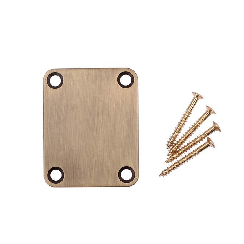 Alnicov Electric Guitar Neck Plate with 4 Screws For Strat Tele Style Electric Guitar Bass Brass