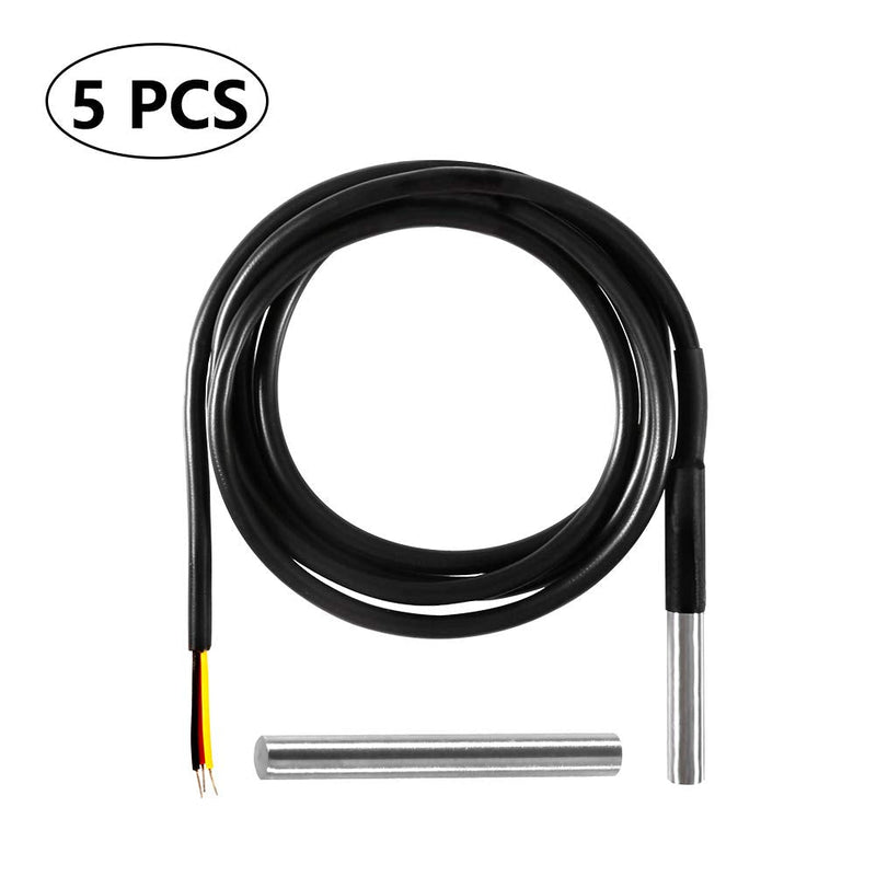 Organizer 5pcs DS18B20 Temperature Sensor Temperature Probe Stainless Steel Package Waterproof