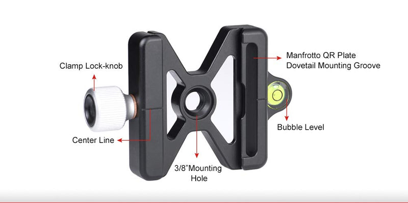 Sunwayfoto MAC-15 60mm Clamp Compatible with Arca / RRS / RC2 QR Plates