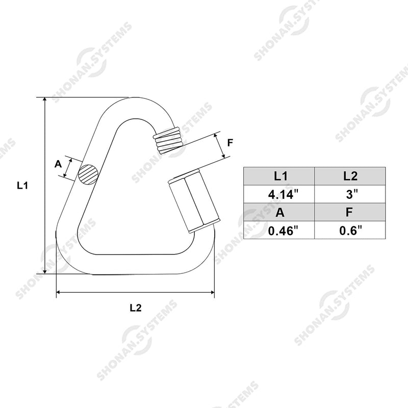 SHONAN Delta Quick Link Large Stainless Steel 4.1 Inch Triangle Chain Links Heavy Duty Triangle Carabiners Marine Grade, 1 Pack, 2517 Lbs Capacity 4.14 Inch, 1 Pack(Marine Grade)