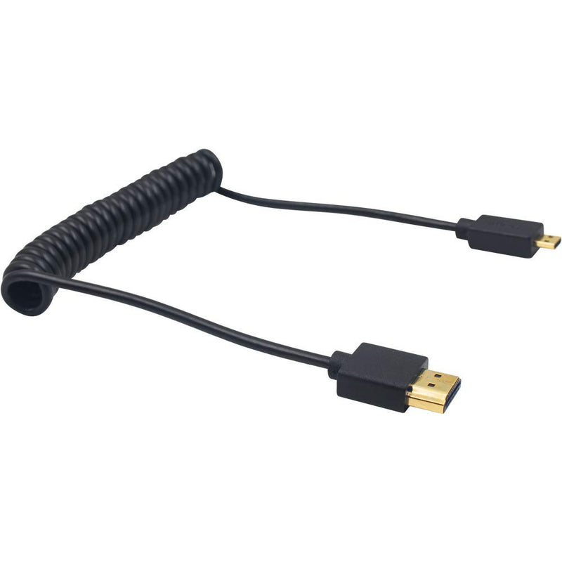 [AUSTRALIA] - Duttek Micro HDMI to HDMI Coiled Cable, HDMI to Micro HDMI Coiled Cable, Extreme Slim/Thin Micro HDMI Male to HDMI Male Coiled Cable for 1080P, 4K, 3D, and Audio Return Channel (1.2M/4FT) 1.2M/4FT 