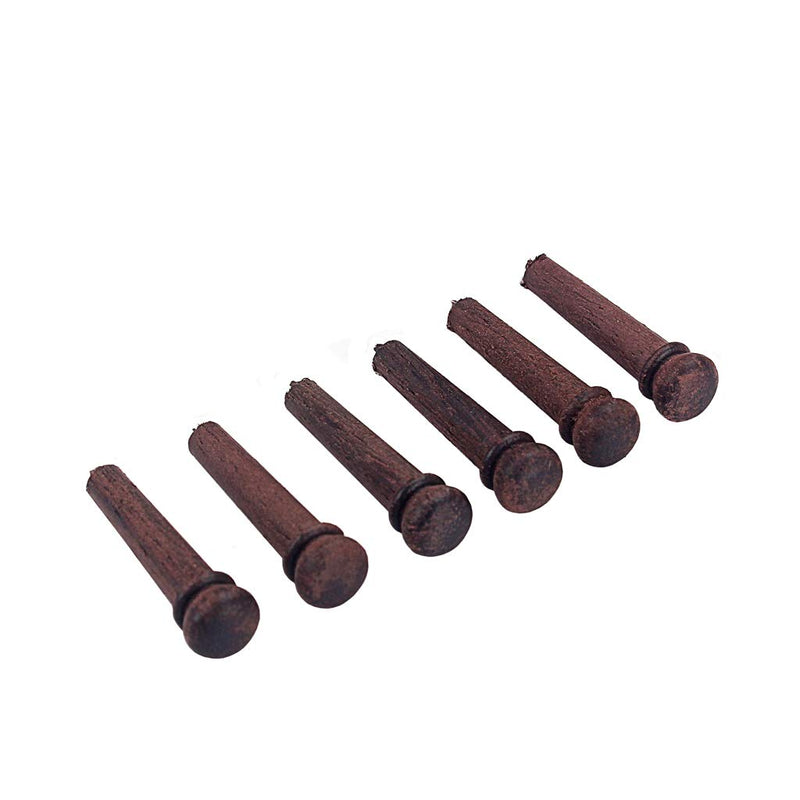 Alnicov Guitar Bridge Pins Rosewood Acoustic Guitar String Pegs Slotted Wooden Endpin Replacement Parts 6PCS