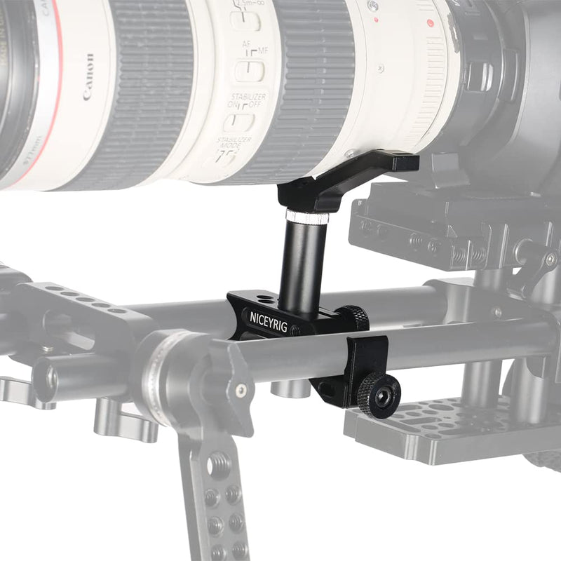 NICEYRIG 15mm LWS Rod Lens Support Y-Bracket, 64mm Vertical Adjustment Applicable for Heavy Long Lens Diameter 50mm to 140mm - 475