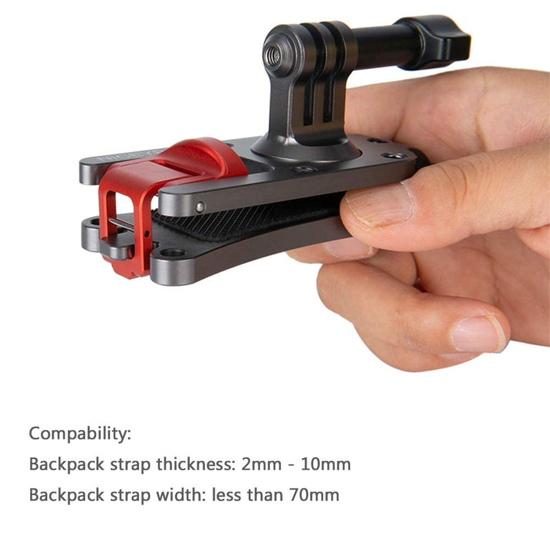 [AUSTRALIA] - NICEYRIG Backpack Strap Mount for GoPro Hero 10/9/8/7/6/5, DJI Osmo Action, AKASO Brave 8/7/6/4 Action Camera Rotatable Shoulder Strap Mounting Clamp - 338 