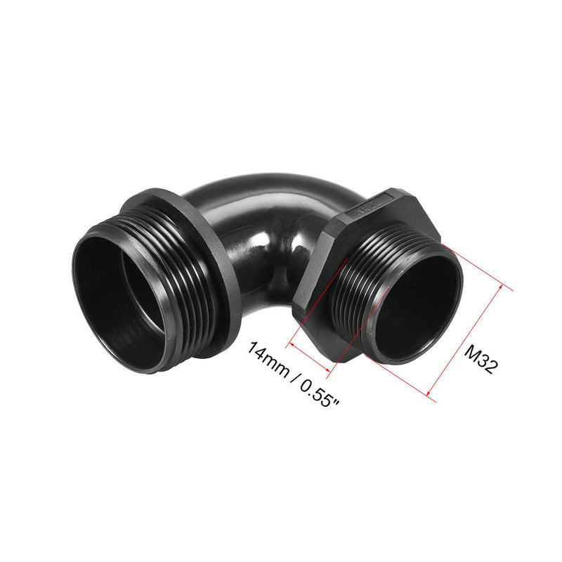 [AUSTRALIA] - uxcell M32 Cable Gland, 90 Degree Waterproof IP68 Nylon Joint Adjustable Locknut for 15mm-22mm Dia Cable Wire, 2 Pcs 