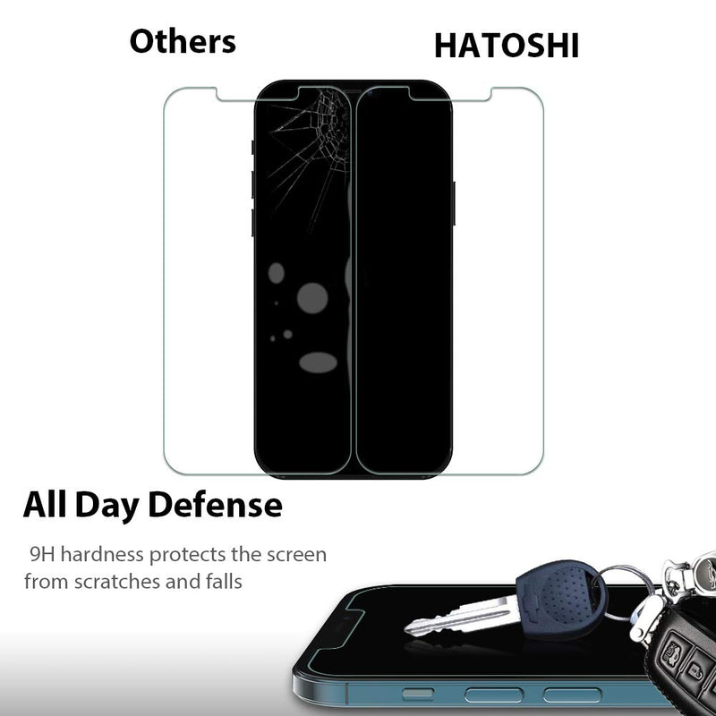 4 Pack HATOSHI 2 Pack Screen Protector + 2 Pack Camera Lens Protector Compatible with iPhone 12 Pro Max Tempered Glass 6.7 Inches, Alignment Tool Easy Installation, Clear iPhone 12 Pro Max 6.7-inch