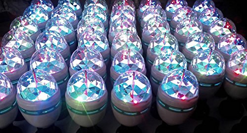 E26 Disco Light Bulb Rotating RGB Party Light Lamp LED Strobe Bulb Strobe Light Multi Crystal Disco Bulb for Disco Birthday Party Club Bar Karokee Halloween Christmas, 3 Pack E26 Bulb, Red, Green, Blue