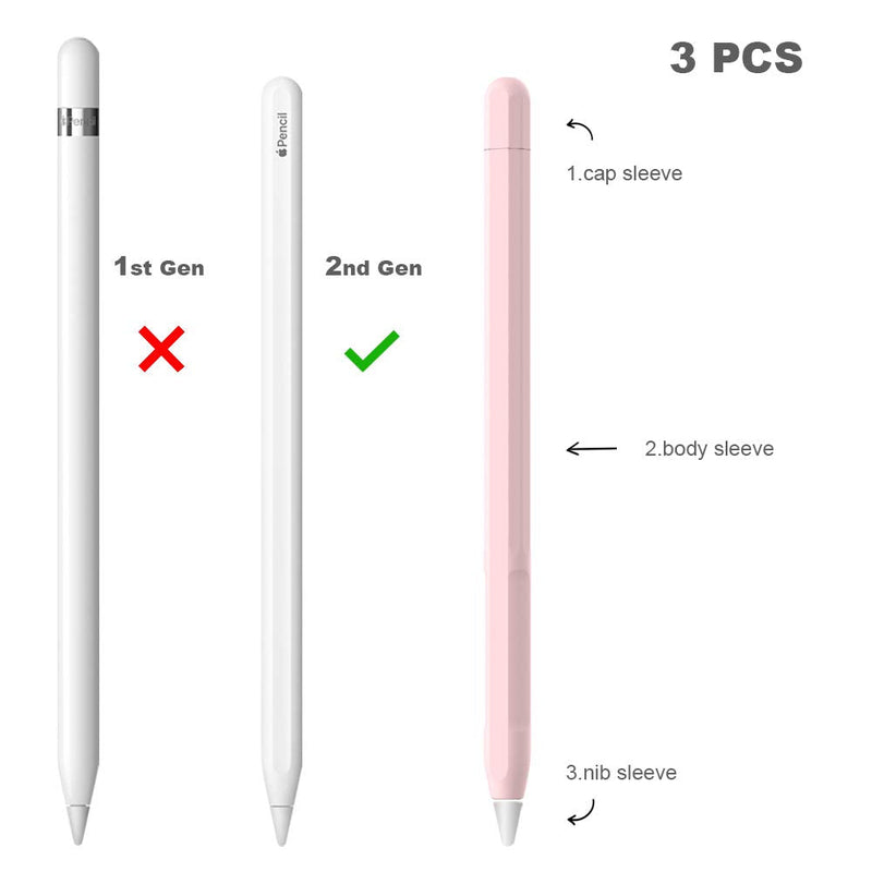 YINVA Case for Apple Pencil Grip for Apple Pencil Accessories for Apple Pencil 2 Cover for Apple Pencil 2nd with Tip Covers for iPad Pencil(Pink) For 2nd Gen 2nd Pink