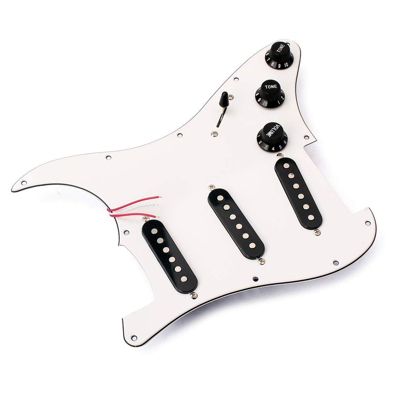 Alnicov 3 Ply SSS Electric Guitar Part Prewired Loaded Pickup Pickguard Assembly White