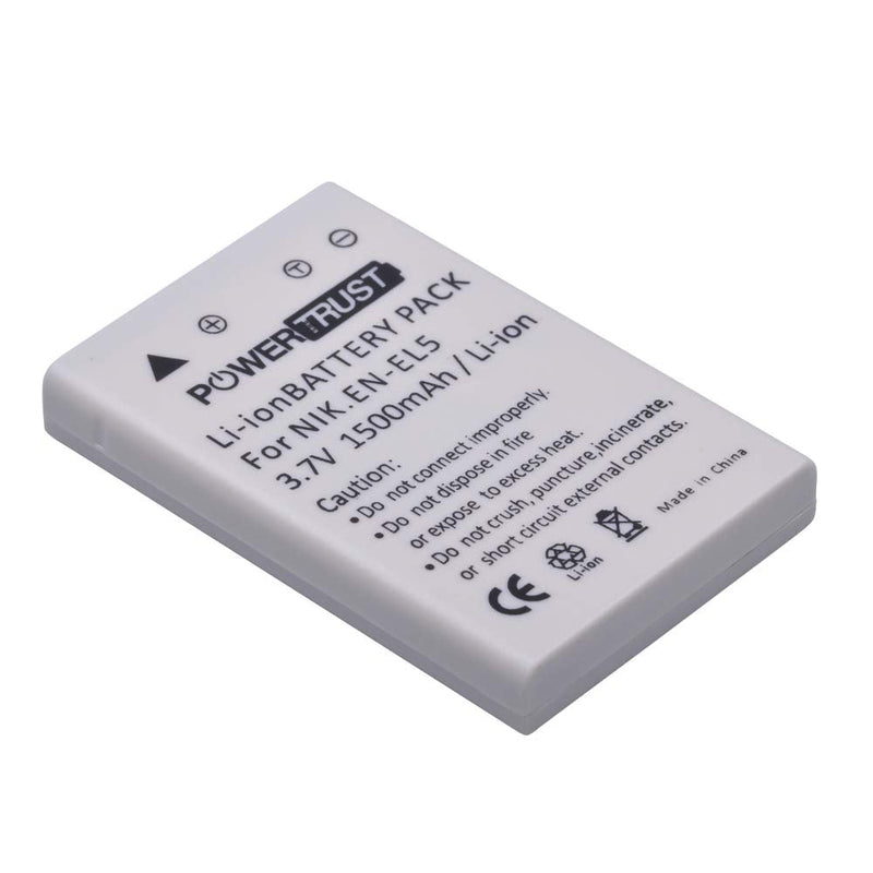 PowerTrust 3X EN-EL5 EL5 Battery and Fast Charger Kits for Nikon ENEL5 CoolPix 3700, 4200, 5200, 5900, 7900, P3, P4, P80, P90, P100, P500, P510, P520, P530, P5000, P5100, P6000, S10 Digital Camera