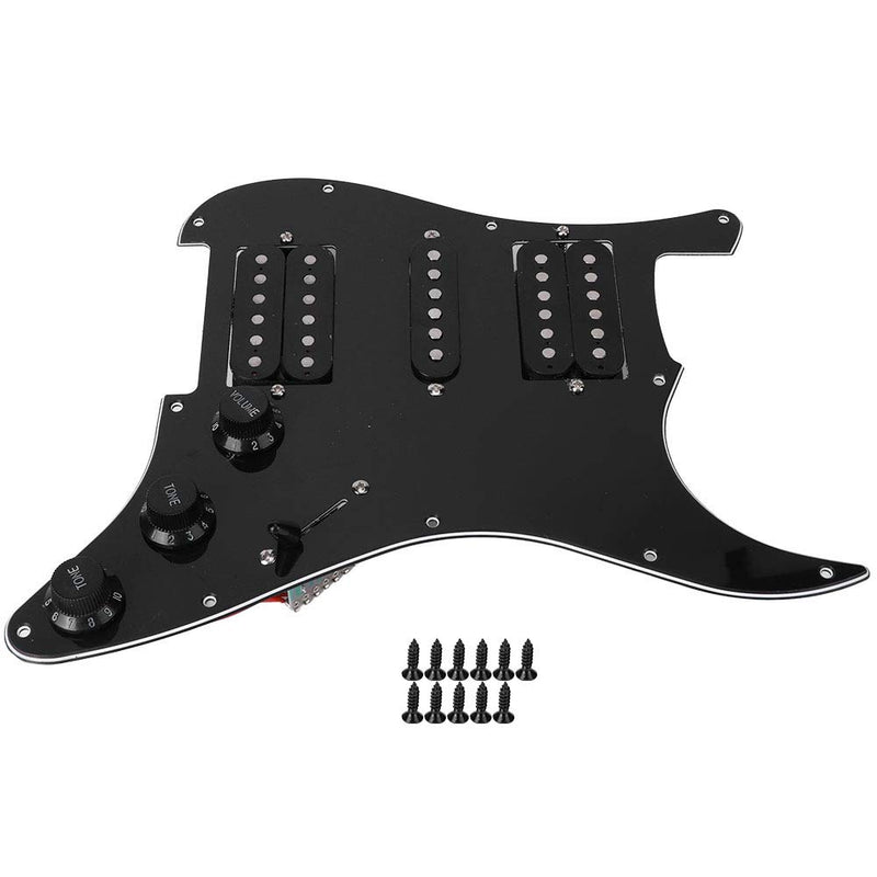 Keenso Strat Loaded Pickguard, 2 Colors Electric Guitar Board Loaded Strat Pickguard Humbucker with HSH Pickup Loaded Prewired for Fender Strat Black