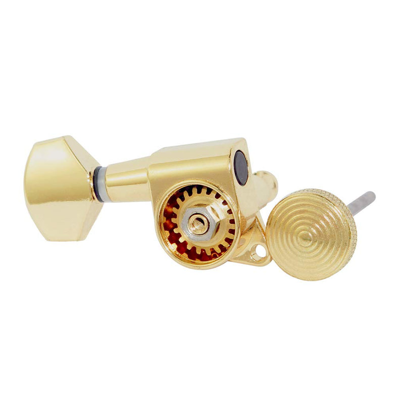 FLEOR Golden 6-in-line Locking Tuners Guitar Tuning Pegs 6L Machine Head Keys for Electric or Acoustic Guitar
