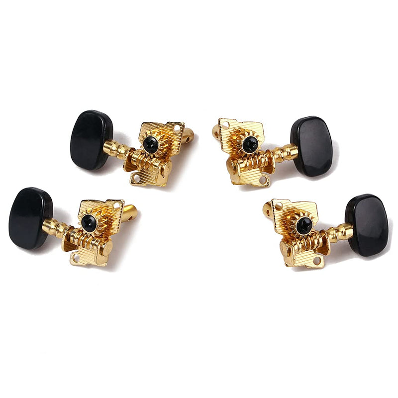 Alnicov 2R2L Tuning Peg Machine Head Open-gear Guitar Tuners for Ukulele 4 String Guitar Gold-Plated