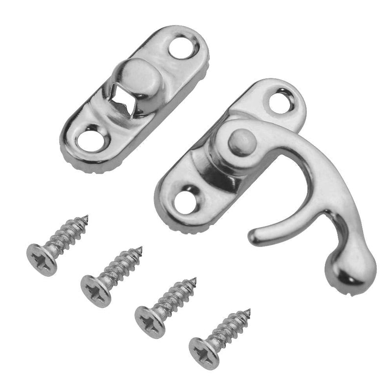 WMYCONGCONG 20 PCS Antique Right Latch Hook Hasp 32mm x 27mm Horn Hook Lock Wood Jewelry Box Hasp Hook Horn Clasp with 80 Screws（Right Latch Buckle - 1.14" X 1.32"） (Sliver) Sliver