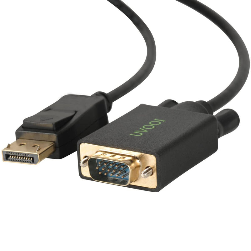 Display Port to VGA Cable 6FT, DisplayPort DP to VGA Male Adapter Cord Gold-Plated Compatible for Dell, HP Lenovo, ASUS and More 1 6 feet