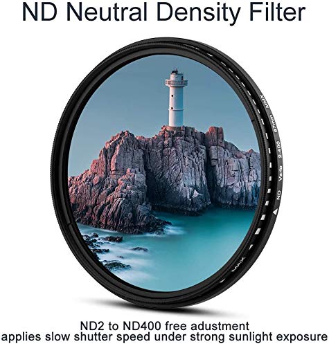 82mm Lens Filter Accessories Kit:UV CPL Adjustable ND Filter(ND2-ND400),Macro Close up Filter Set(+1,+2,+4,+10),Lens Hood,3 in 1 Grey Card for Canon Nikon Sony Pentax Olympus Fuji DSRL Camera 82mm
