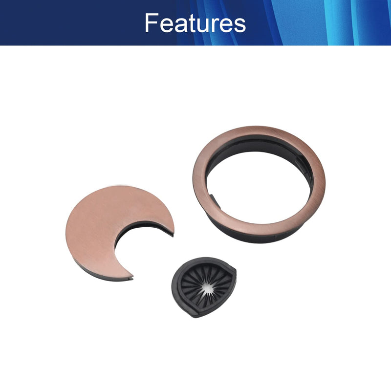 [AUSTRALIA] - Aicosineg Desk Grommet,2Pcs 2.01" Zinc Alloy Desk Wire Cord Cable Grommets Hole Cover for Home Office PC Computer Desk Cable Grommet Cord Organizer Plastic Cover Hardware Wire Organizer Red Bronze 