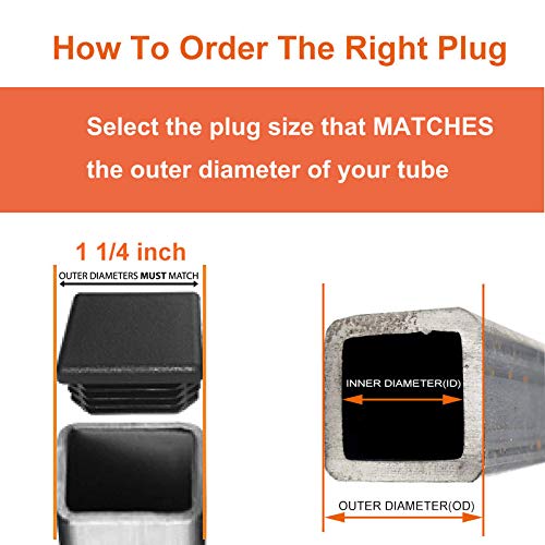 CaSuTong 16 Pack 1 1/4 Inch Square Black Plastic Plug,Tubing End Cap,Glide Insert Furniture Finishing Plug for Square Metal Tube 1 1/4 inch-16pcs