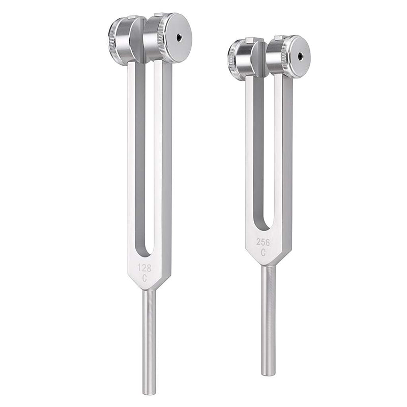 OwnMy Tuning Fork 128 Hz Medical Healing Instrument with 256 Hz Tuning Fork for Healing, Aluminum Alloy Tuning Fork Set with Silicone Hammer and Cleaning Cloth