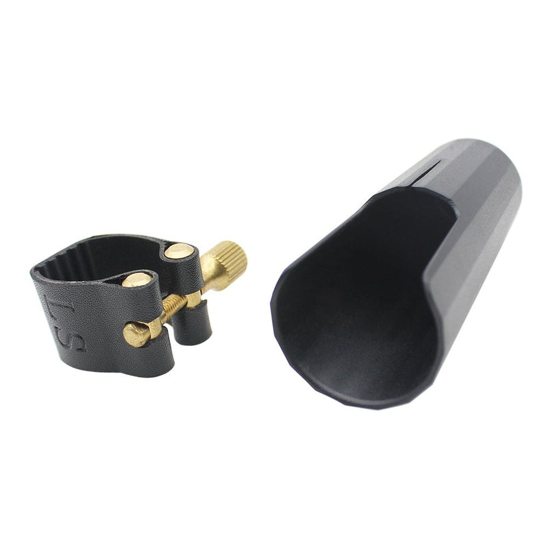 Andoer Leather Ligature Fastener with Plastic Cap for Tenor Sax Saxphone Bakelite Mouthpiece