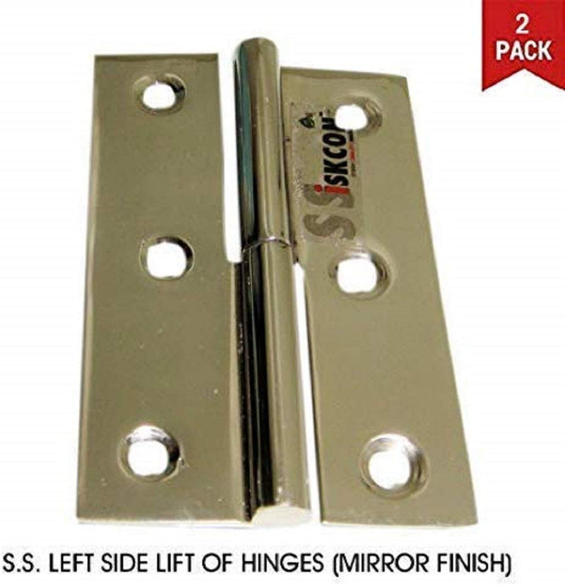 Ssiskcon 2 Lift off Hinges Stainless Steel Removable Loose Take Apart Door Hinges 3in (75mm) Mirror Polished 32 Left Side(Set of 2 hinge with 12 Screws- Pack of 1 Pack of 1, 3" inch Left side