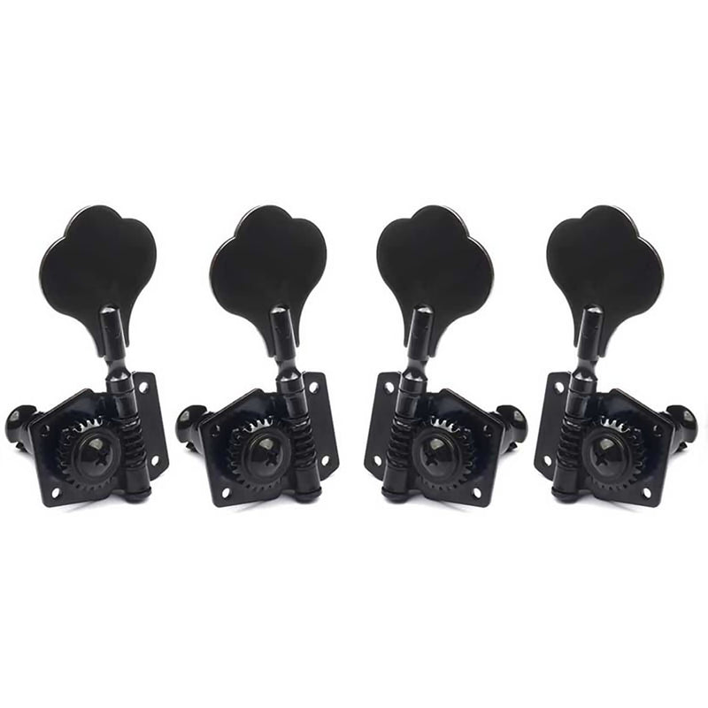 MAXCHEER 2R2L Opened Electric Bass Guitar Tuning Pegs Machine Heads Tuners for Bass for Jazz Precision P Bass Replacement (Black) Black