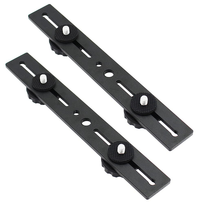 Zeetain Dual Speedlite Tripod Mount Bracket,1/4" Dual Camera Mount Flash Extension Bar,8" Dual Tripod Bracket for Camera,LED Video Light,DSLR Camera,Flash Light(2 Pack)