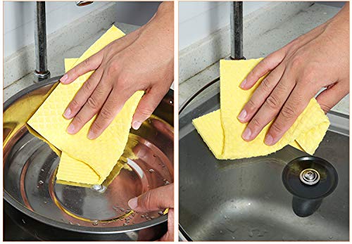 Sold_By_Cheapnwork Reusable Cleaning Cellulose Sponge Cloths Absorbent Wipes Clean Kitchen Car Dish Eco-Friendly Dishcloth Hand Towel Auto - 1pack (5pcs) 1 pack (5pcs)