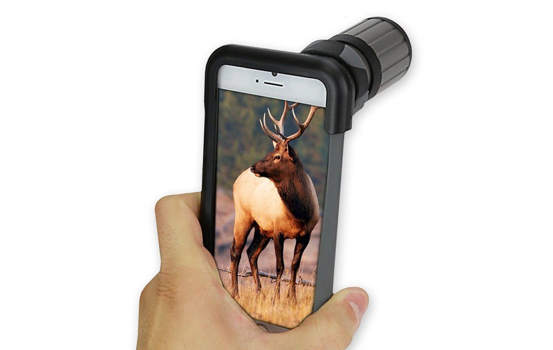 Carson HookUpz iPhone 4/4S/5/5S/SE, iPhone 6/6S, iPhone 6 Plus/6S Plus or Samsung Galaxy S4 Digiscoping Adapters with Close Focus 7x18mm Monocular (IC-518, IC-618, IC-618P, IC-418) iPhone 6 Version