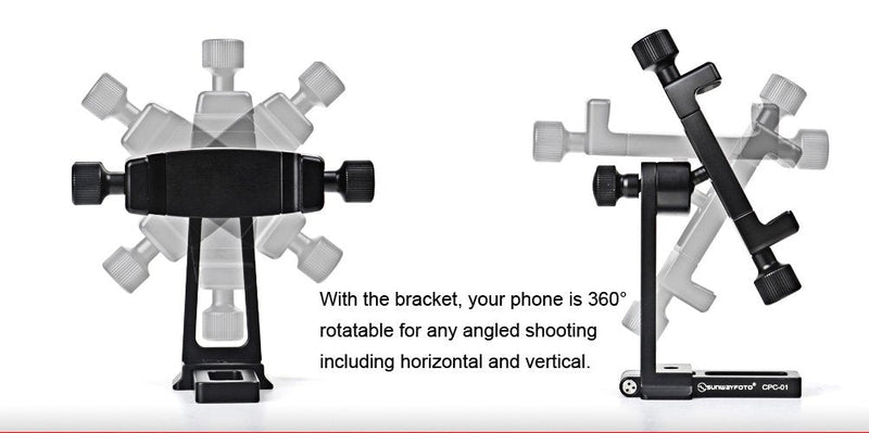 Sunwayfoto CPC-01 Arca / RRS Compatible Cell Phone Holder 56mm to 92mm / Mobile Phone Bracket Tripod Mount