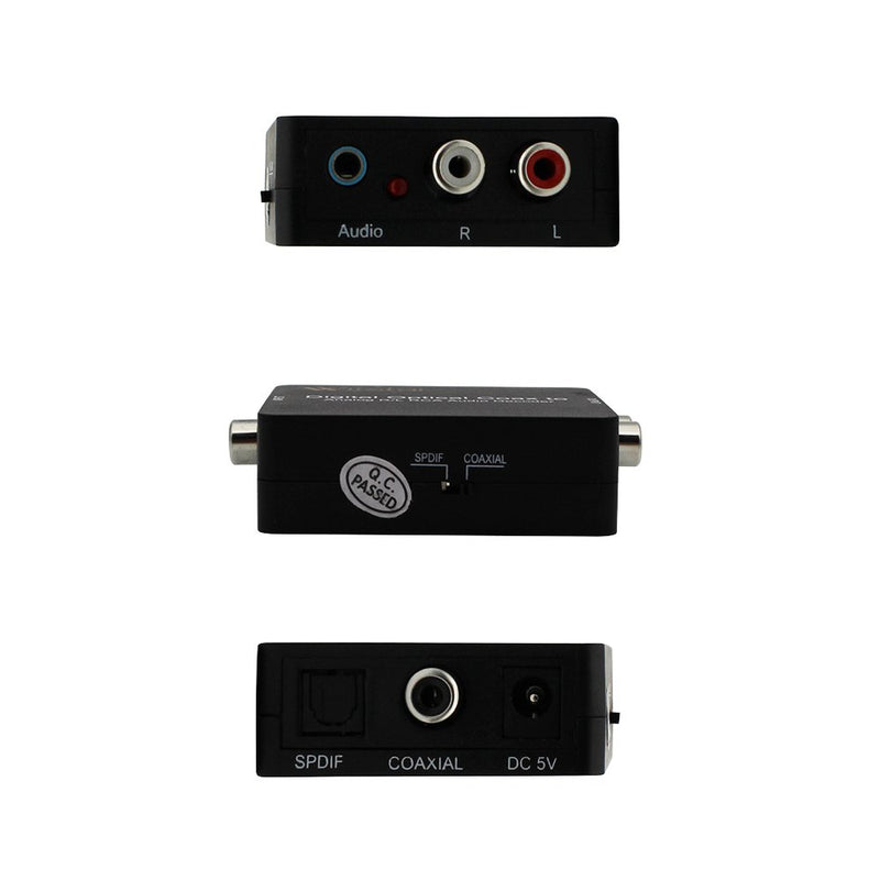 Wiistar Fiber Optical Decoder Support AC3/DTS/Toslink Coaxial Digital to Analog Audio L/R Decoder 3.5mm Earphone