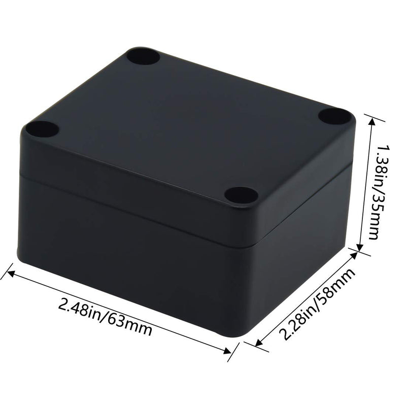 Zulkit Waterproof Plastic Project Box ABS IP65 Electrical Junction Box Enclosure Black 2.48 x 2.28 x 1.38 inch (63 x 58 x 35mm) (Pack of 2) 2.48" x 2.28'' x 1.38''(Pack of 2)