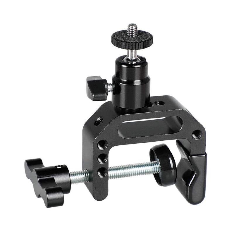 CAMVATE Heavy-Duty C Clamp Articulated 1/4"-20 Ball Head Support Holder (Black Locking Knob)