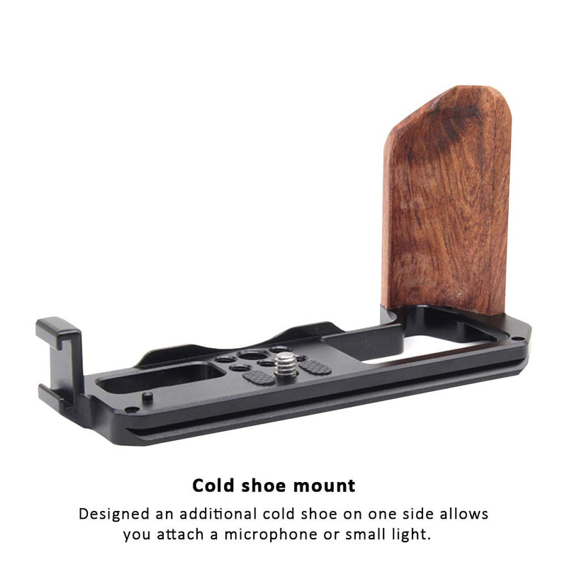 Camera Hand Grip for Fuji Fujifilm XT4 X-T4, Aluminum Alloy Video Bracket Accessories with Arca Swiss Plate, Wooden Side Grip and Cold Shoe Mount