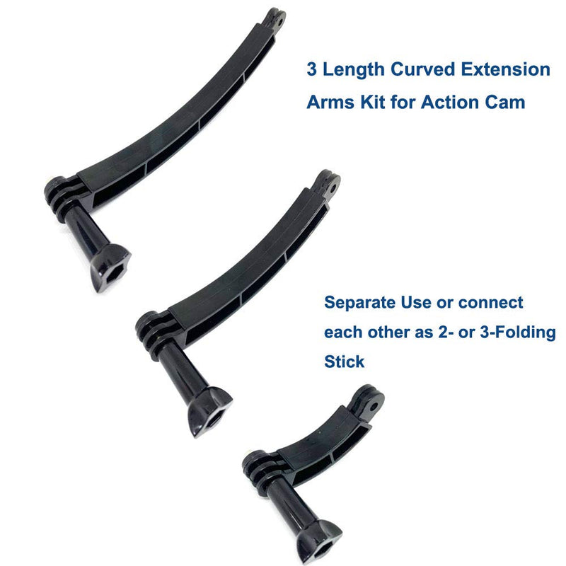 OctinPris 3-in-1 Curved Arced Extension Arms in Different Lengths(7.5/13.5/19.5cm) Compatible for GoPro Series, SJCAMs, GeekPro and Other Action Cams ect.