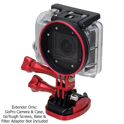 GoTough Red Extender Arm – Metal Straight Extension Arm Compatible with GoPro HERO3, HERO3+, HERO4, HERO5, HERO6, HERO7 2-Prong Mounting System - by Fotodiox Pro