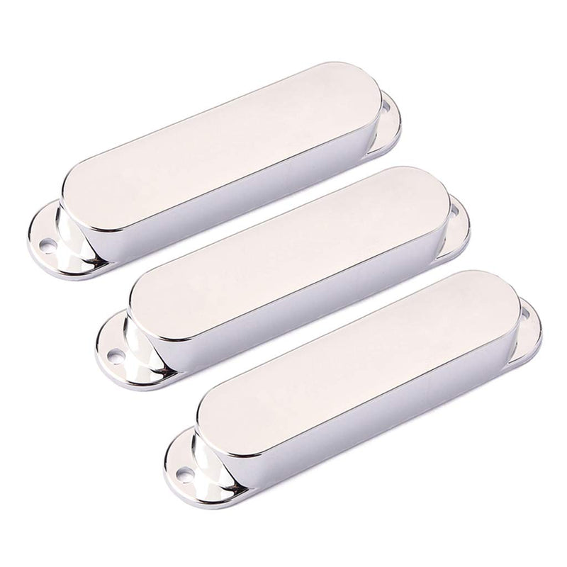 Alnicov 82mm Pickup Covers Plastic Closed Shell Electric Guitar Single Coil Pickup Covers Pack of 3（Chrome）