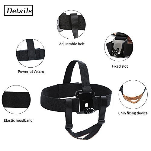 TEKCAM Adjustable Head Strap Mount Helmet Chin Mount Belt Compatible with Gopro Hero 10/9/8/7/6/5 AKASO EK7000 Dragon Touch APEXCAM REMALI Action Camera Mount for Hiking Skiing Surfing Cycling