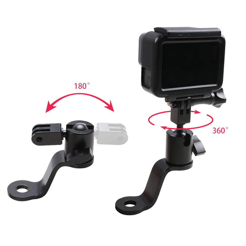 SUREWO Aluminum Motorcycle Rearview Mirror Mount Bracket Holder Compatible with GoPro Hero 10/9/8/7/6(2018)/5 Black APEMAN AKASO TENKER Campark DJI Osmo Action and More