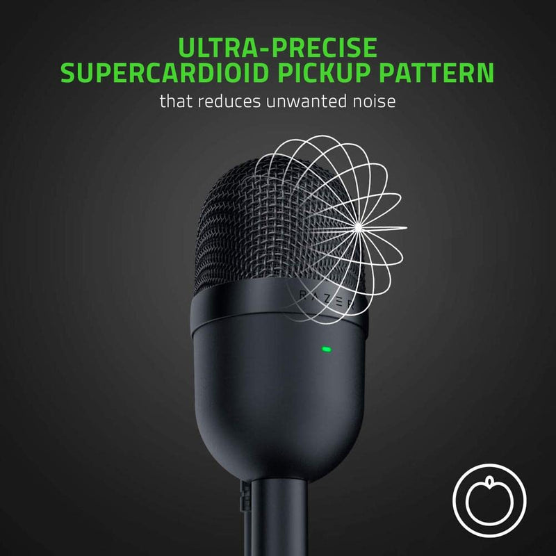 Razer Seiren Mini USB Streaming Microphone: Precise Supercardioid Pickup Pattern - Professional Recording Quality - Ultra-Compact Build - Heavy-Duty Tilting Stand - Shock Resistant - Classic Black