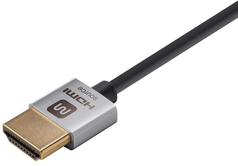 Monoprice High Speed HDMI Cable - 6 Feet - Silver, Active, 4K @ 60Hz, 18Gbps, 36AWG, YUV, 4:2:0 - Ultra Slim Series 6ft