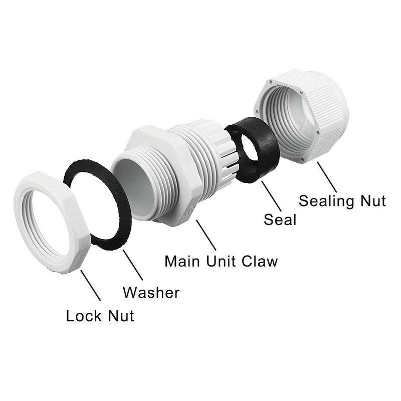 uxcell 10 Pcs M24 Waterproof Nylon Cable Gland Joint Adjustable Connector for 12mm-15mm Dia Cable Wire