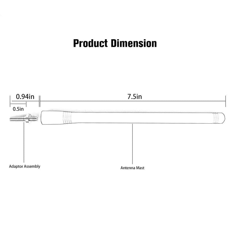 JeCar 7.5 Inch Reflex Short Antenna Replacement for JK JL Accessories Metal ABS Antenna Designed for Optimized FM/AM Reception for Jeep Wrangler JK JL Unlimited Sport Rubicon Sahara 2007-2019 Black