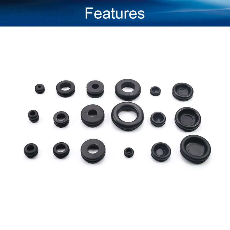 Yinpecly Rubber Grommet Assortment Firewall Wiring Gasket Kit for Wiring Cable for Automotive, Plumbing, and PC Hardware and Piano 125PCS