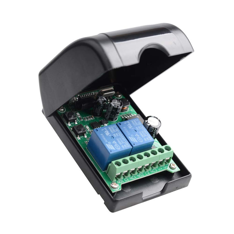 fushionsea Universal Wireless Remote Control Switch DC 12V 24V 36V 48V 2CH 10A Relay Receiver Module with 2 Channel RF Remote Transmitter for Various Wireless Controls