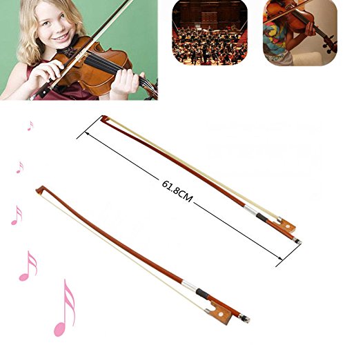 Professional 4/4 Brazilwood Ebony Frog Violin Arbor White Horsehair Violin Bow (4/4 Brazilwood)