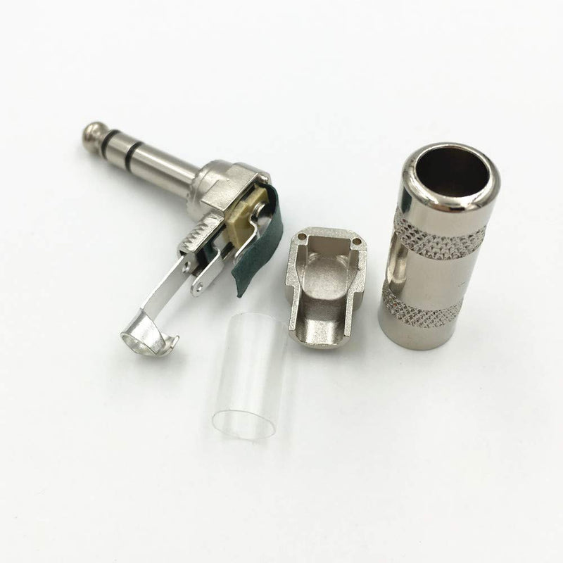 Stereo Plug 1/4" Audio Plugs 6.35 mm Plug TRS Male 1/4 inch Solder Type Stereo Plug Right Angle Design Connector for DJ Mixer Speaker Cables Guitar Cables Phono Patch Cable Microphone Cables（4pack） 1/4 TRS Plug 4PCS