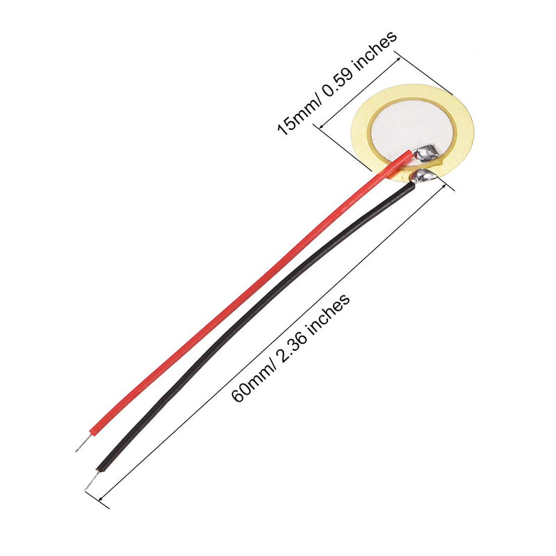 uxcell 10 Pcs Piezo Discs 15mm Acoustic Pickup Transducer Microphone Trigger Element CBG Guitar