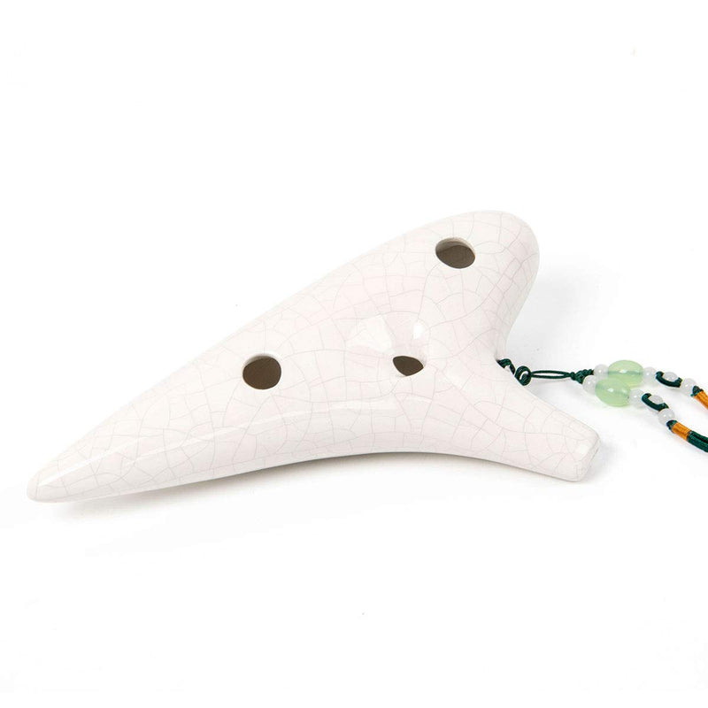 Ocarina 12 Tones Alto C with Song Book Display Stand Neck String Neck Cord (White) White